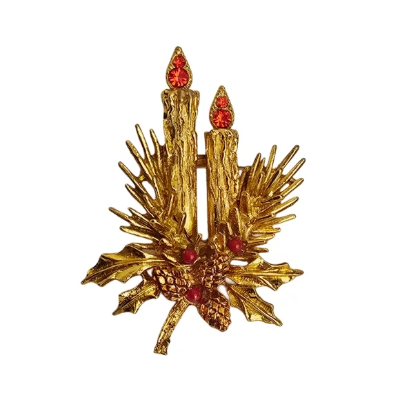 ART Arthur Pepper Goldtone Candle Brooch - Picture 1 of 2